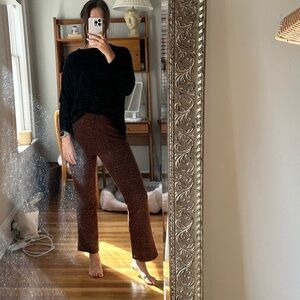 Anthropologie printed brown flare pants